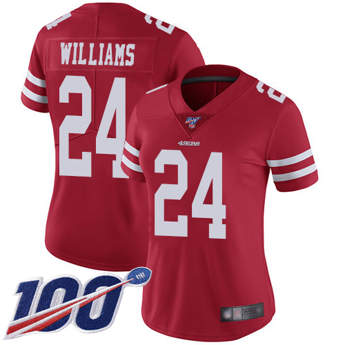 San Francisco 49ers Limited Red Women K Waun Williams Home NFL Jersey #24 100th Season Vapor Untouchable